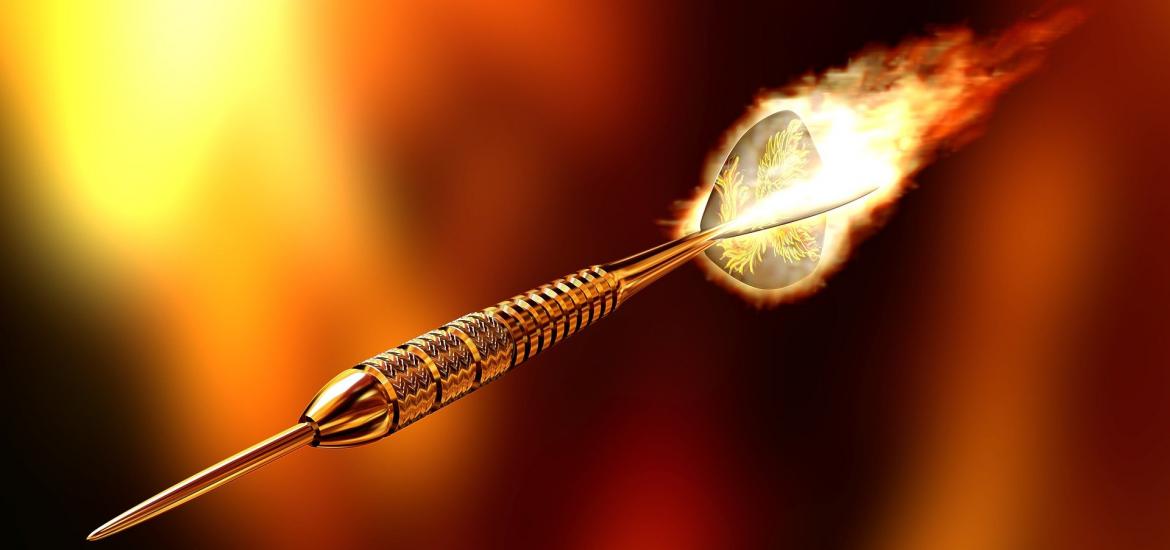 flying dart with flames