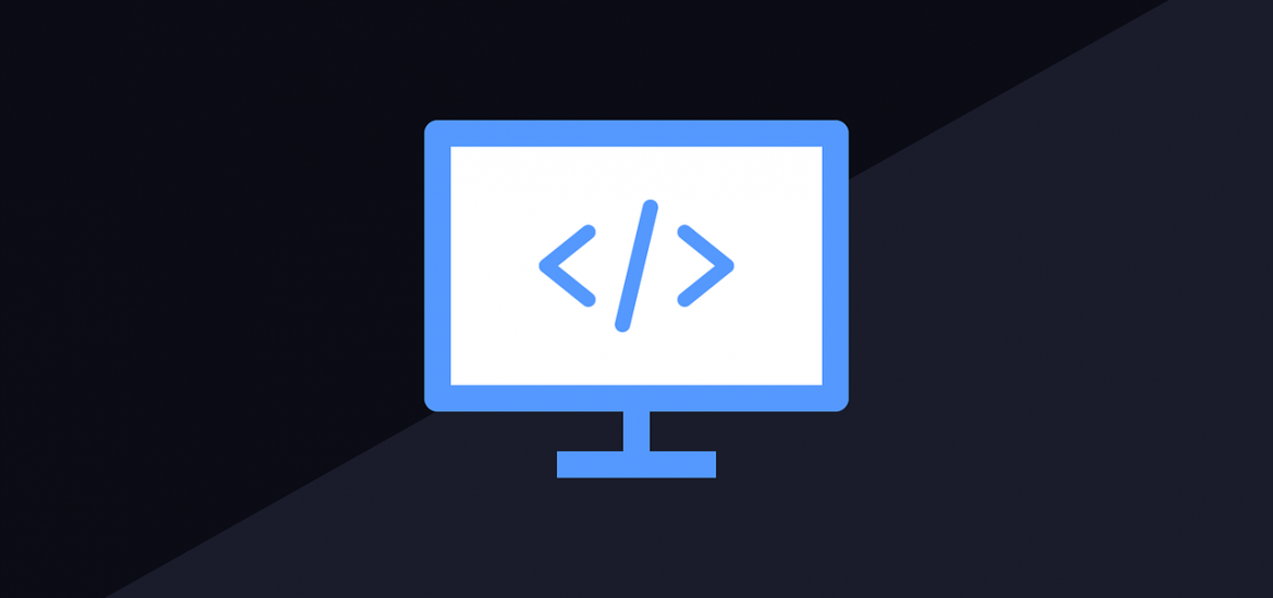 Computer with </> on screen