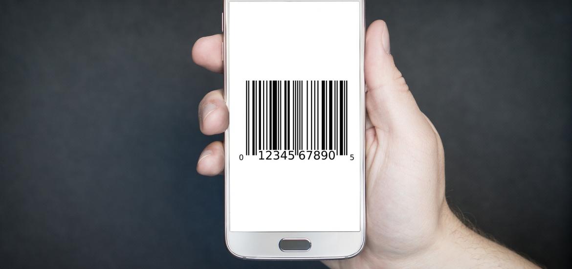 smartphone with 12345 67890 bar code